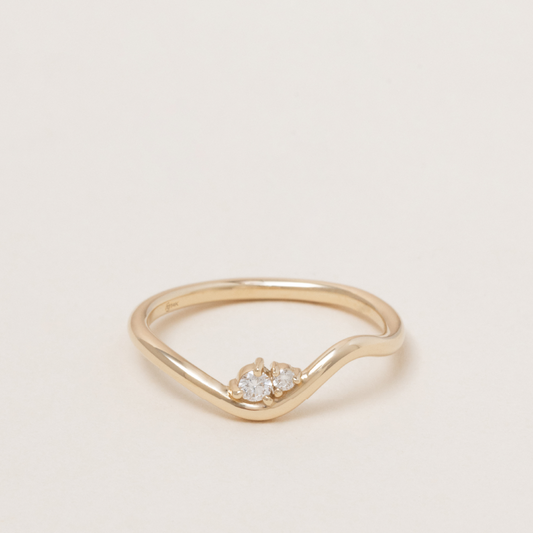 Wavy Duo Asymmetrical Diamond Ring