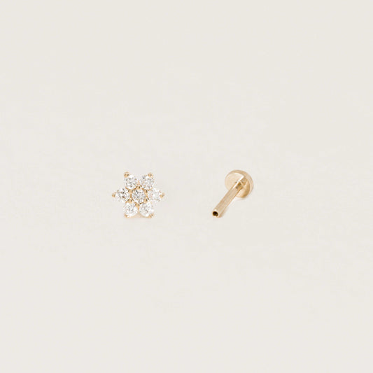 Flower Diamond Labret Ear Stud