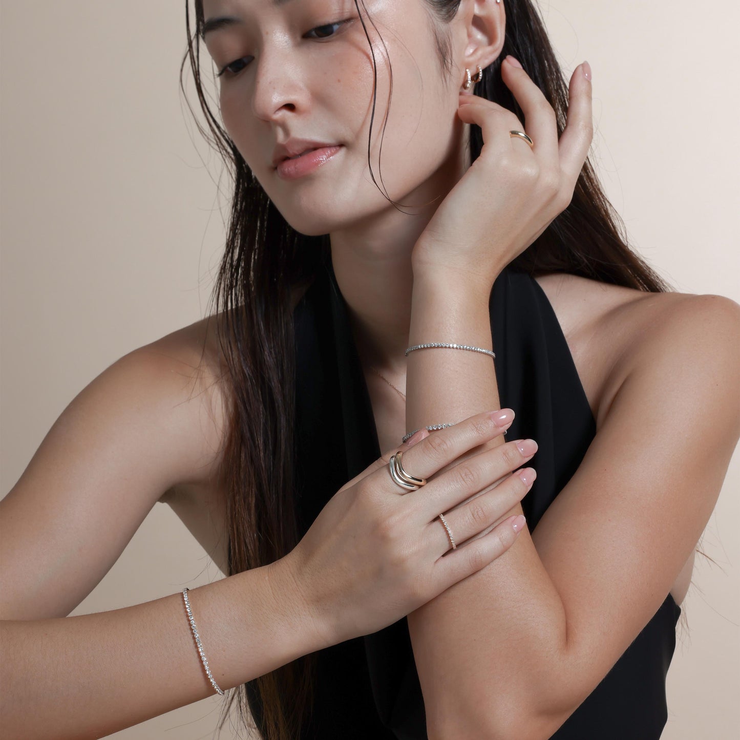 Skinny Half-Diamond Eternity Ring