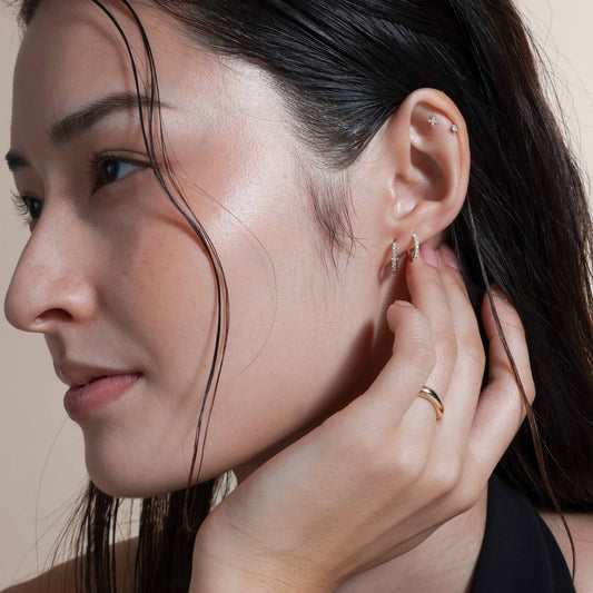 Diamond Huggie Hoop Earring - 9mm