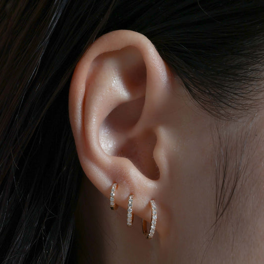 Diamond Huggie Hoop Earring - 7mm