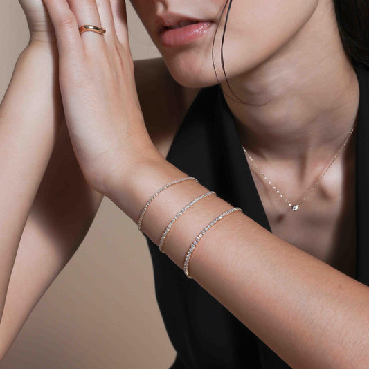 Pre-order: 14k Yellow Gold Lightweight Diamond Tennis Bracelet (Medium)