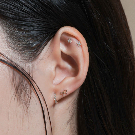 X Diamond Labret Ear Stud