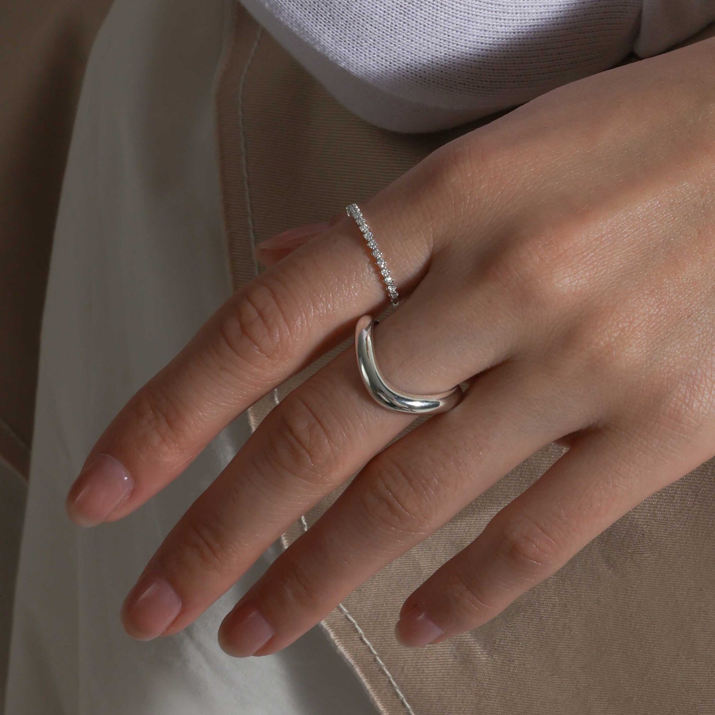 Skinny Half-Diamond Eternity Ring