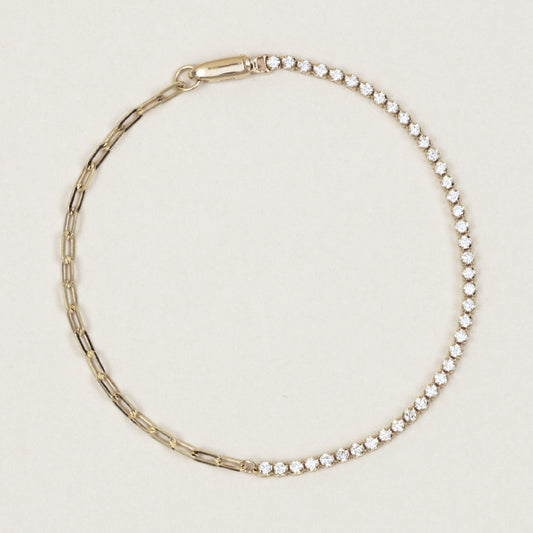 Pre-order: 14k Yellow Gold Lightweight Half-Diamond Tennis Bracelet (Small)