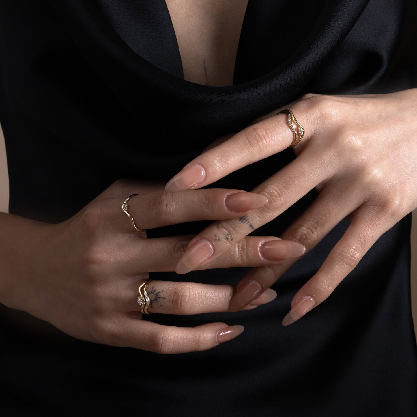 Wavy Duo Asymmetrical Diamond Ring