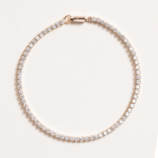 Pre-order: 14k Yellow Gold Lightweight Diamond Tennis Bracelet (Medium)