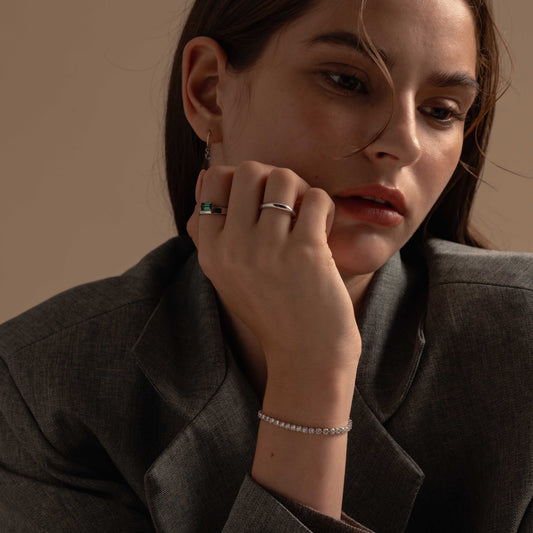 Pre-order: 14k White Gold Three-Prong Diamond Tennis Bracelet