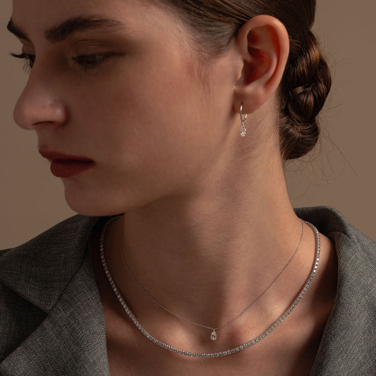 Pre-order: 14k White Gold Classic Diamond Tennis Necklace