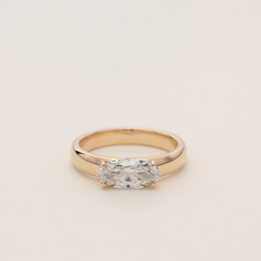 Pre-order: East West 1ct Moval Diamond Cigar Band Ring