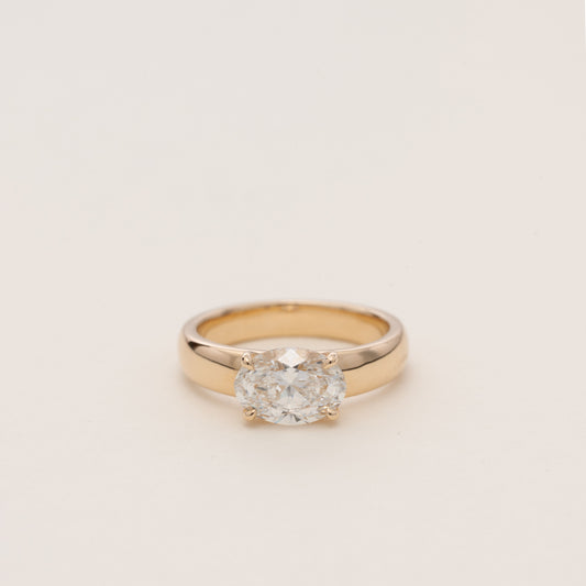 Pre-order: East West 1ct Oval Diamond Cigar Band Pinky Ring