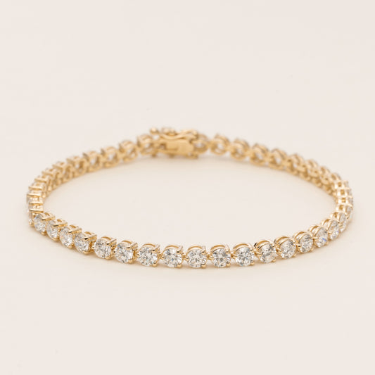 Pre-order: 14k Yellow Gold Three-Prong Diamond Tennis Bracelet