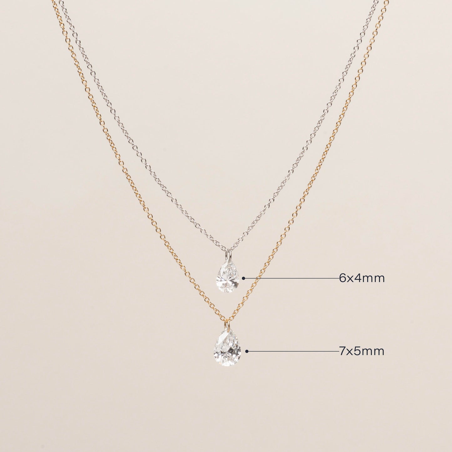 Pre-order: Pierced Solitaire Pear Diamond Necklace