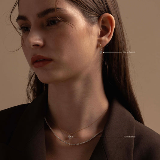 Pre-order: Pierced Solitaire Pear Diamond Necklace