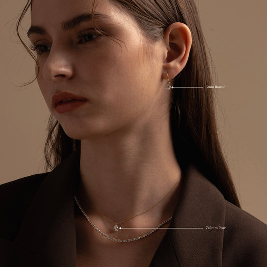 Pre-order: Pierced Solitaire Pear Diamond Necklace