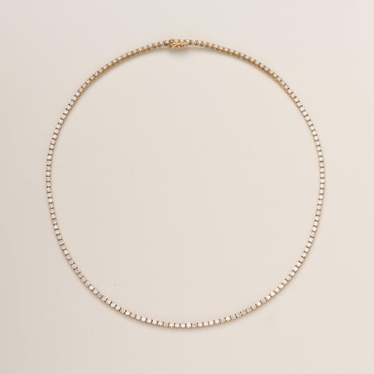 Pre-order: 14k Yellow Gold Classic Diamond Tennis Necklace