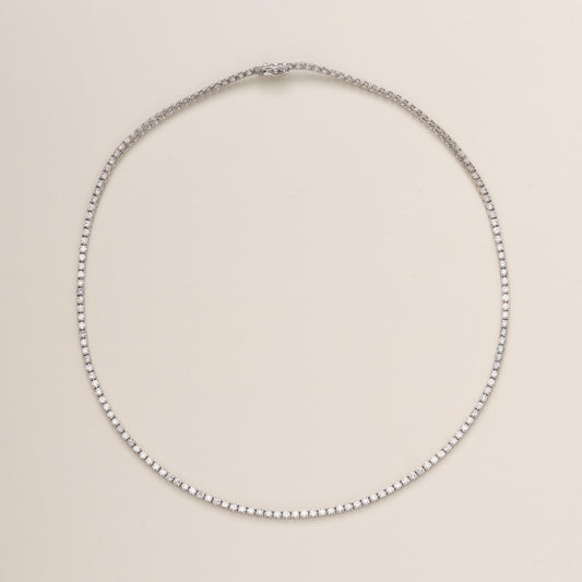 Pre-order: 14k White Gold Classic Diamond Tennis Necklace