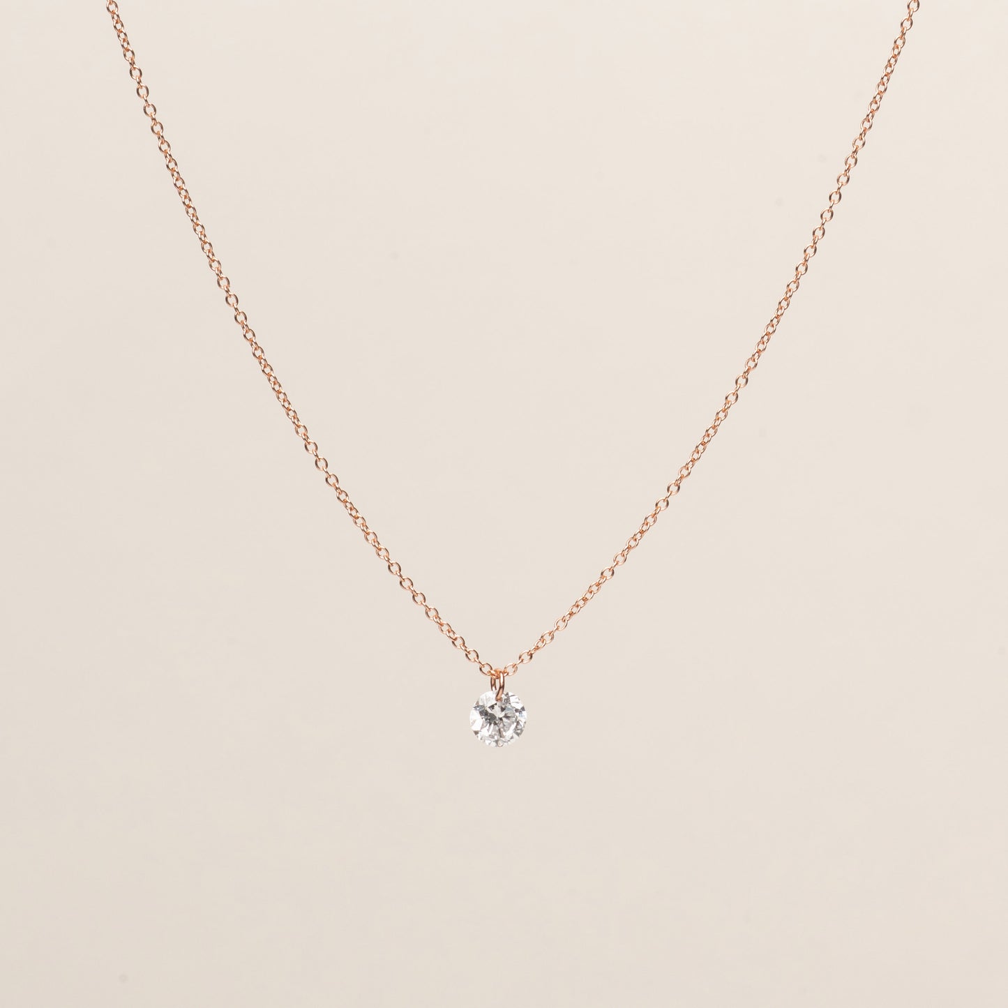 Pre-order: Pierced Solitaire Round Diamond Necklace
