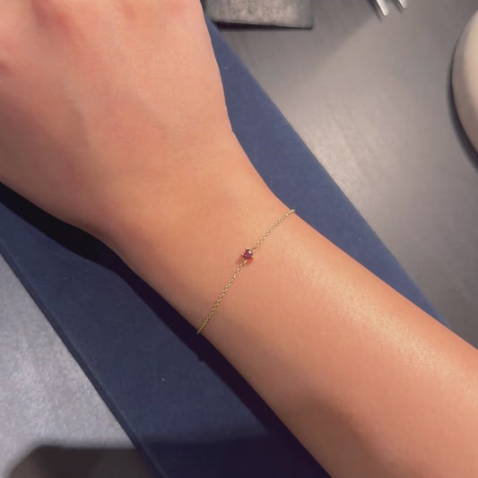 Flash Bracelet - Prong Rhodolite Heart Charm