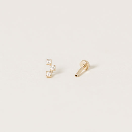 Trisquare Diamond Labret Ear Stud