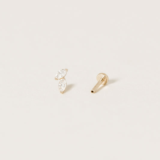 Marquise Diamond Leaf Cluster Labret Ear Stud