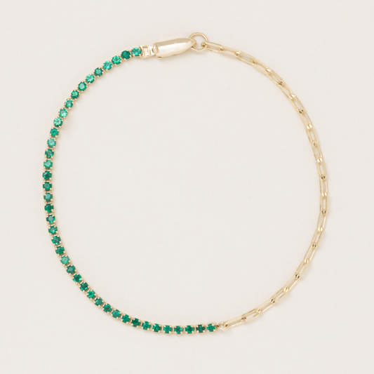 Half Emerald Lightweight Tennis Bracelet
