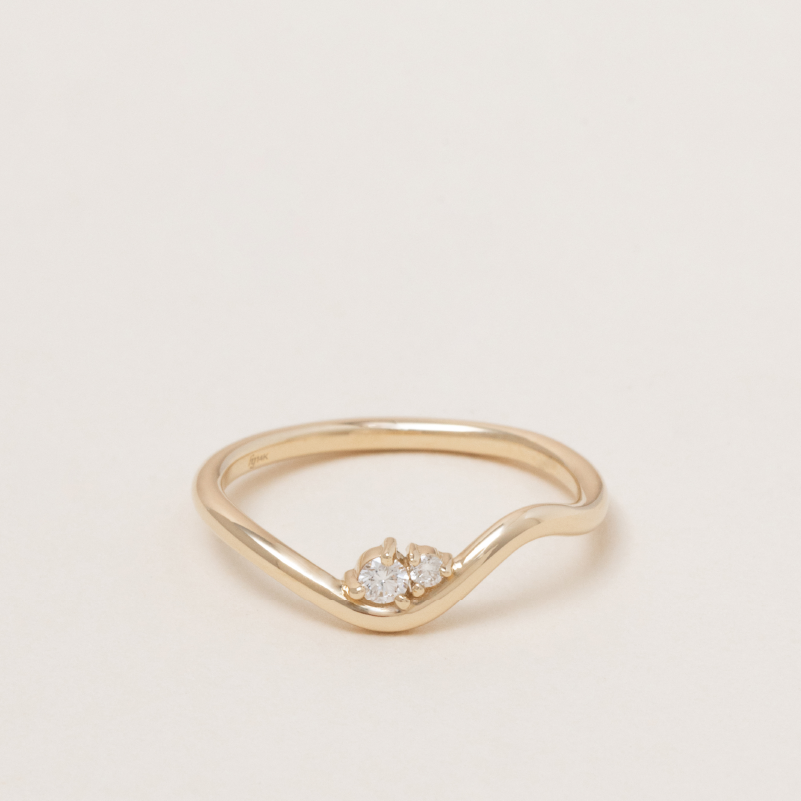 Wavy Duo Asymmetrical Diamond Ring