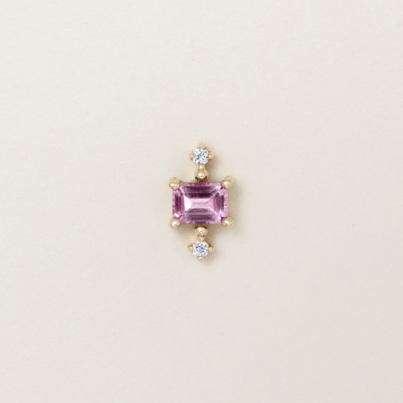 Pink Sapphire Confetti Ear Stud