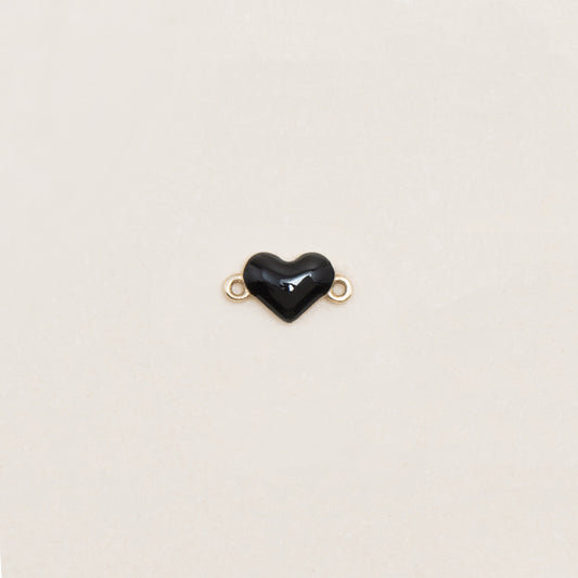 Flash Bracelet - Mini Enamel Heart Charm (Black/Gold)
