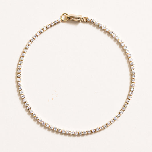 Pre-order: 14k Yellow Gold Lightweight Diamond Tennis Bracelet (Small)