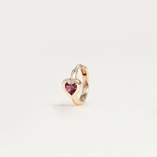 Pre-order: Single Bezel Heart Huggie Hoop Earring