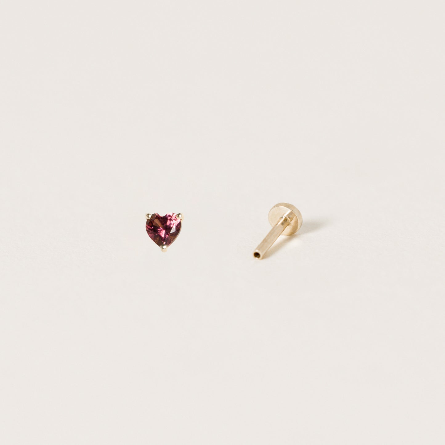 Rhodolite Heart Labret Ear Stud