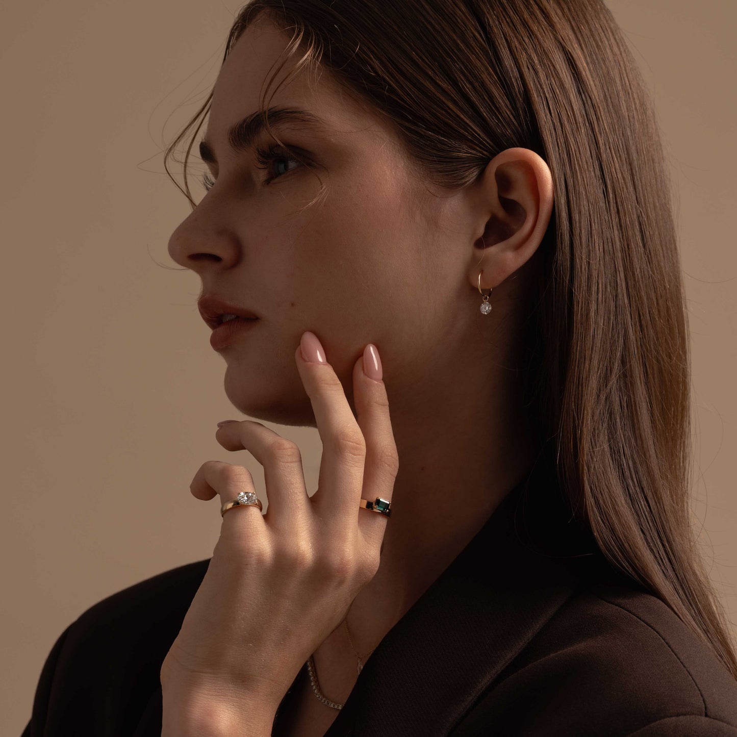 Pre-order: East West Emerald-cut Teal Tourmaline Flat Band