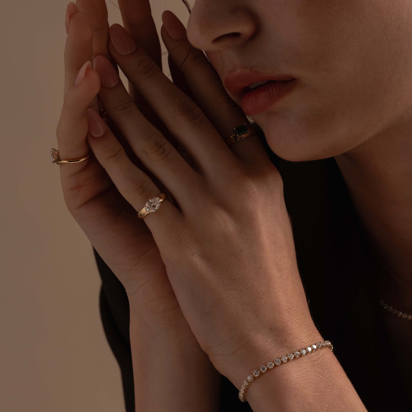 Pre-order: East West 1ct Oval Diamond Cigar Band Pinky Ring