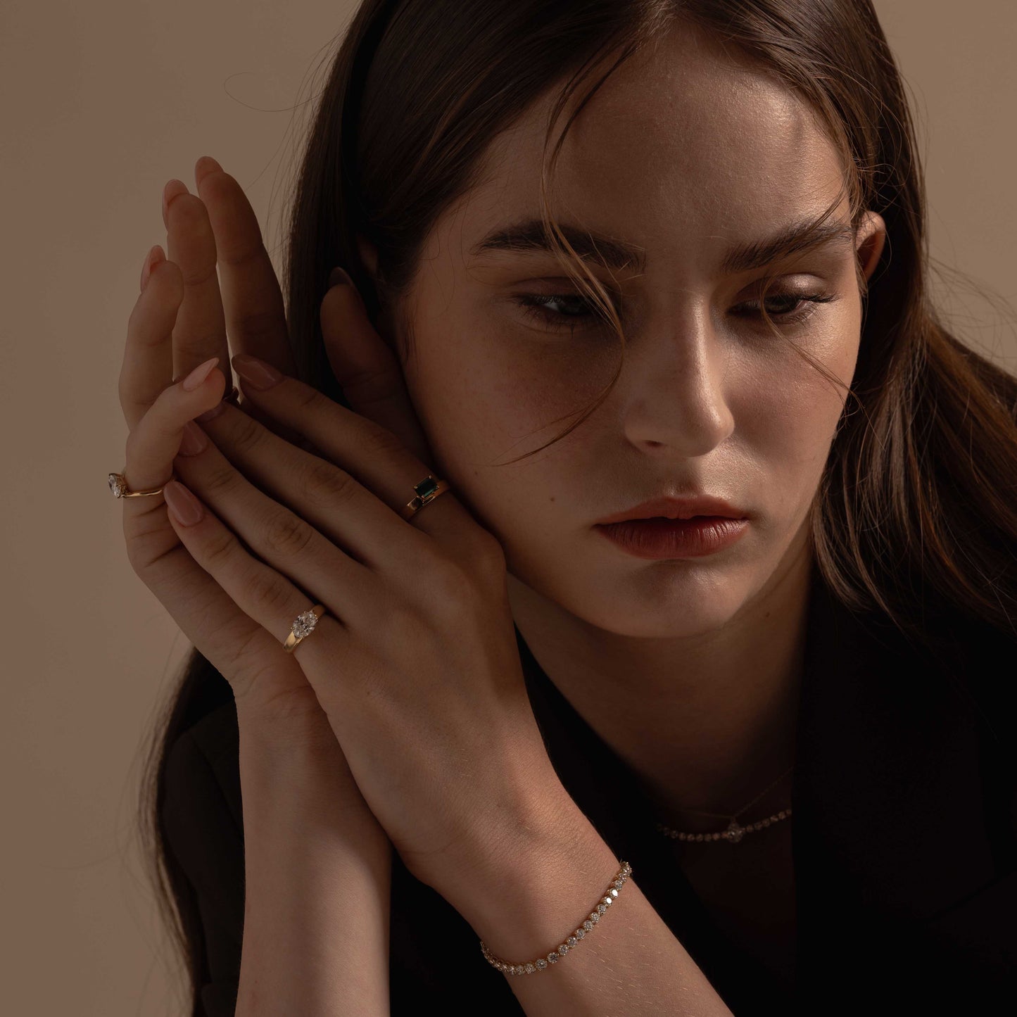 Pre-order: East West 1ct Oval Diamond Cigar Band Pinky Ring