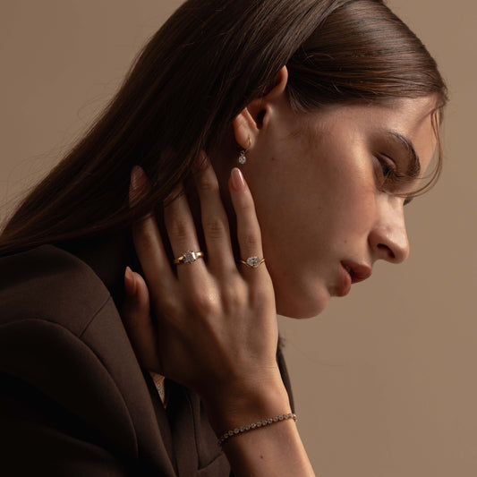 Pre-order: East West 1ct Oval Diamond Curved Pinky Ring