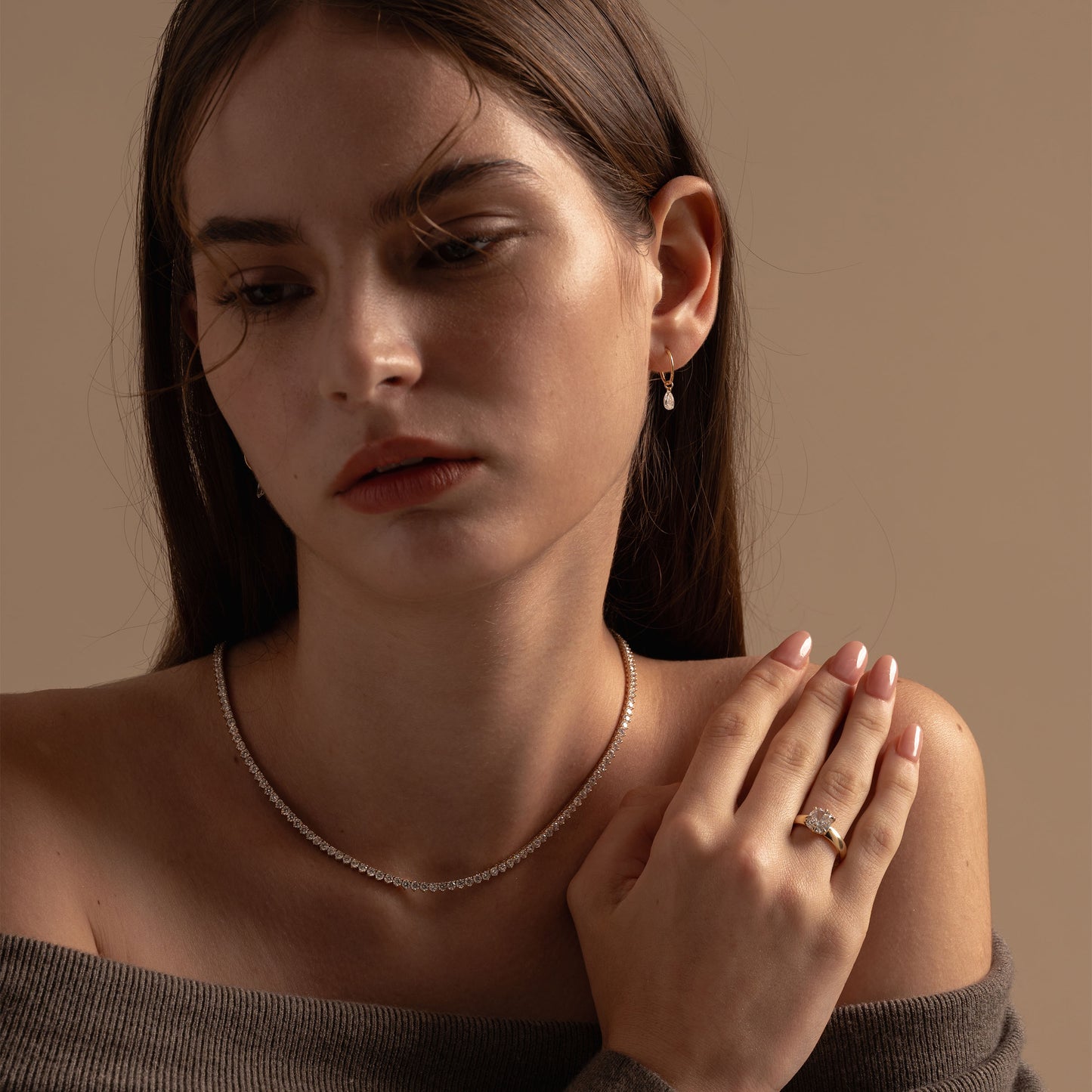 Pre-order: 14k Yellow Gold Three-Prong Diamond Tennis Necklace