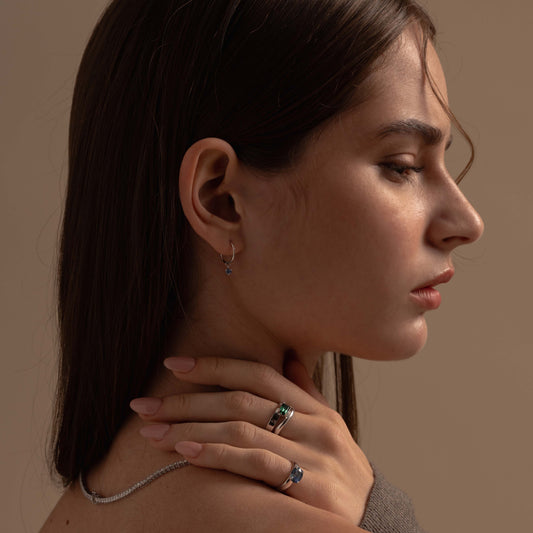 OOAK East West Bi-color Sapphire 1.8ct Cigar Band Pinky Ring