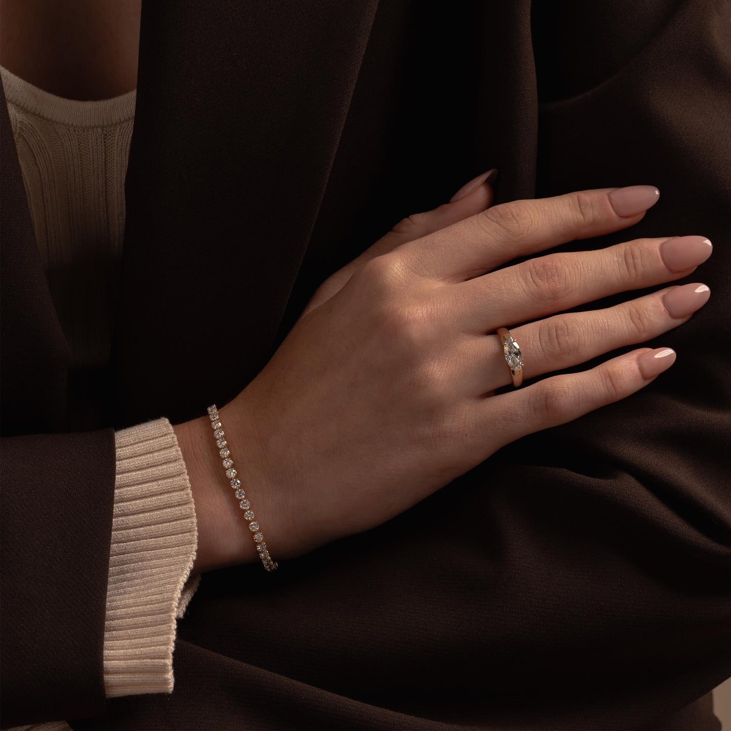 Pre-order: 14k Yellow Gold Three-Prong Diamond Tennis Bracelet