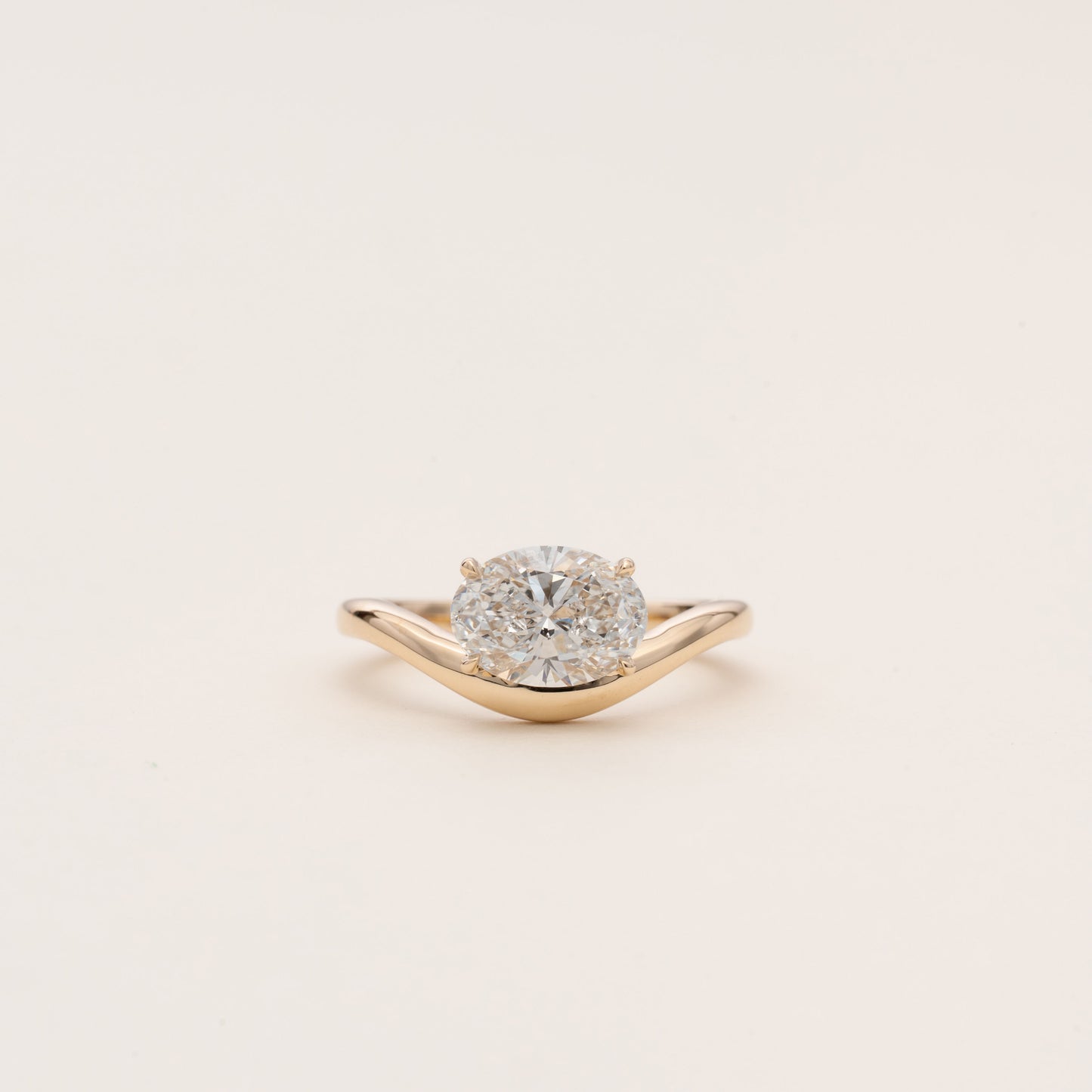 Pre-order: East West 1ct Oval Diamond Curved Pinky Ring