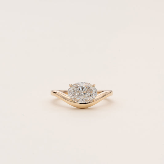 Pre-order: East West 1ct Oval Diamond Curved Pinky Ring