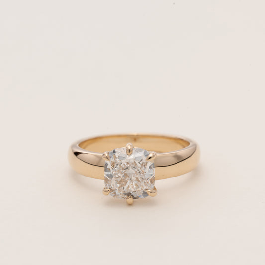 Chubby Cushion Diamond 2.4ct Cigar Band Engagement Ring