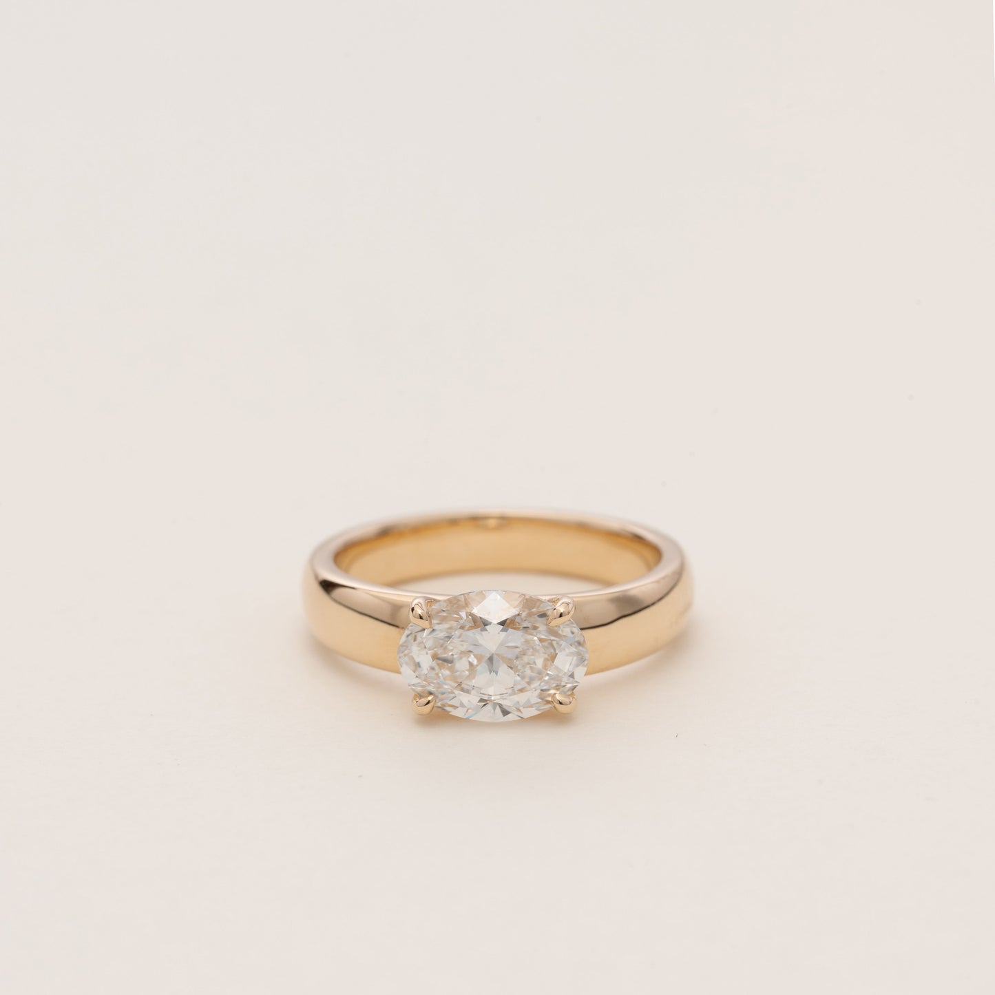 Pre-order: East West 1ct Oval Diamond Cigar Band Pinky Ring