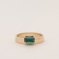 Pre-order: East West Emerald-cut Teal Tourmaline Flat Band