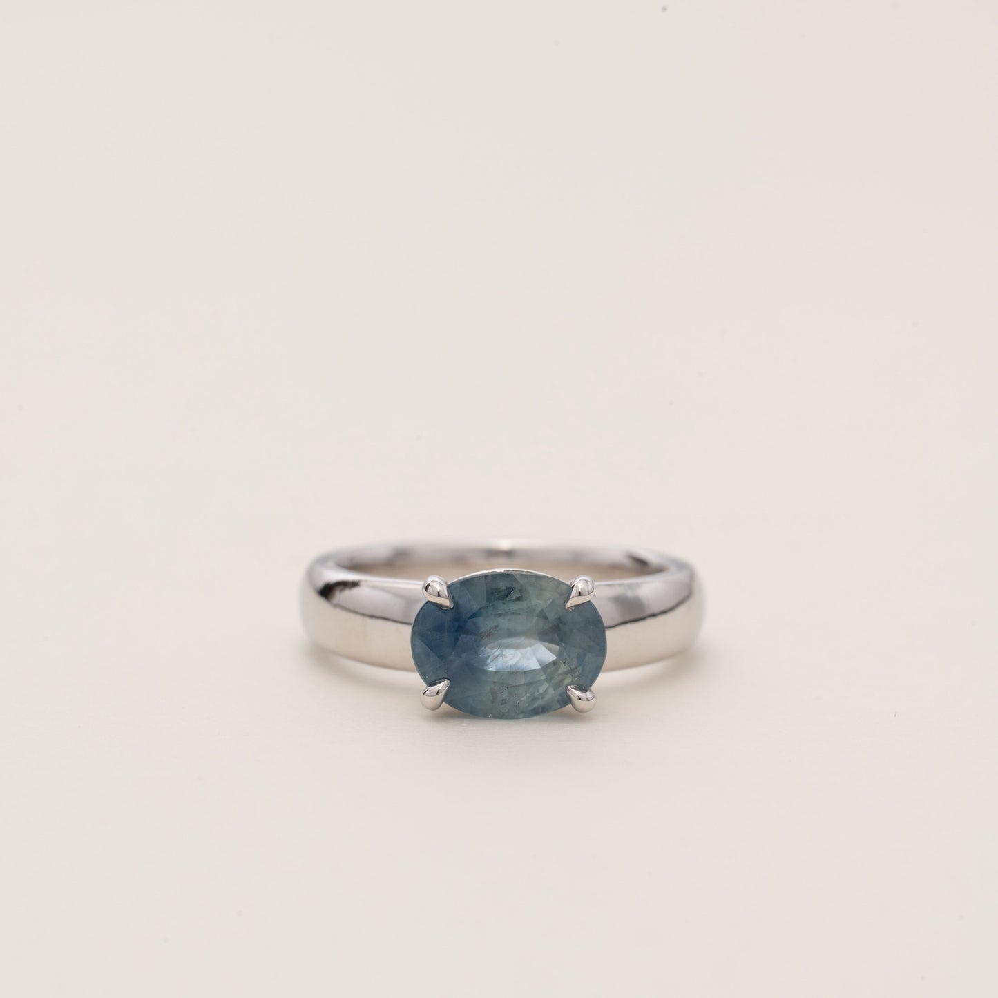 OOAK East West Bi-color Sapphire 1.5ct Cigar Band Pinky Ring