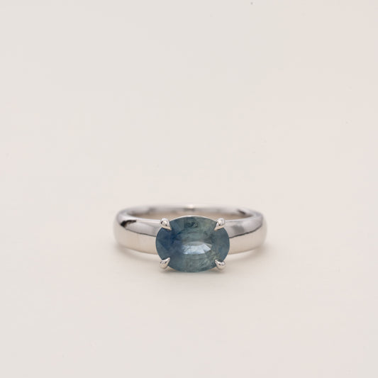 OOAK East West Bi-color Sapphire 1.5ct Cigar Band Pinky Ring