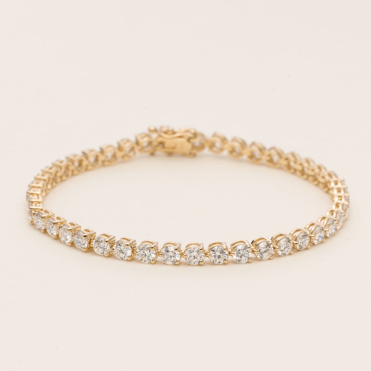 Pre-order: 14k Yellow Gold Three-Prong Diamond Tennis Bracelet