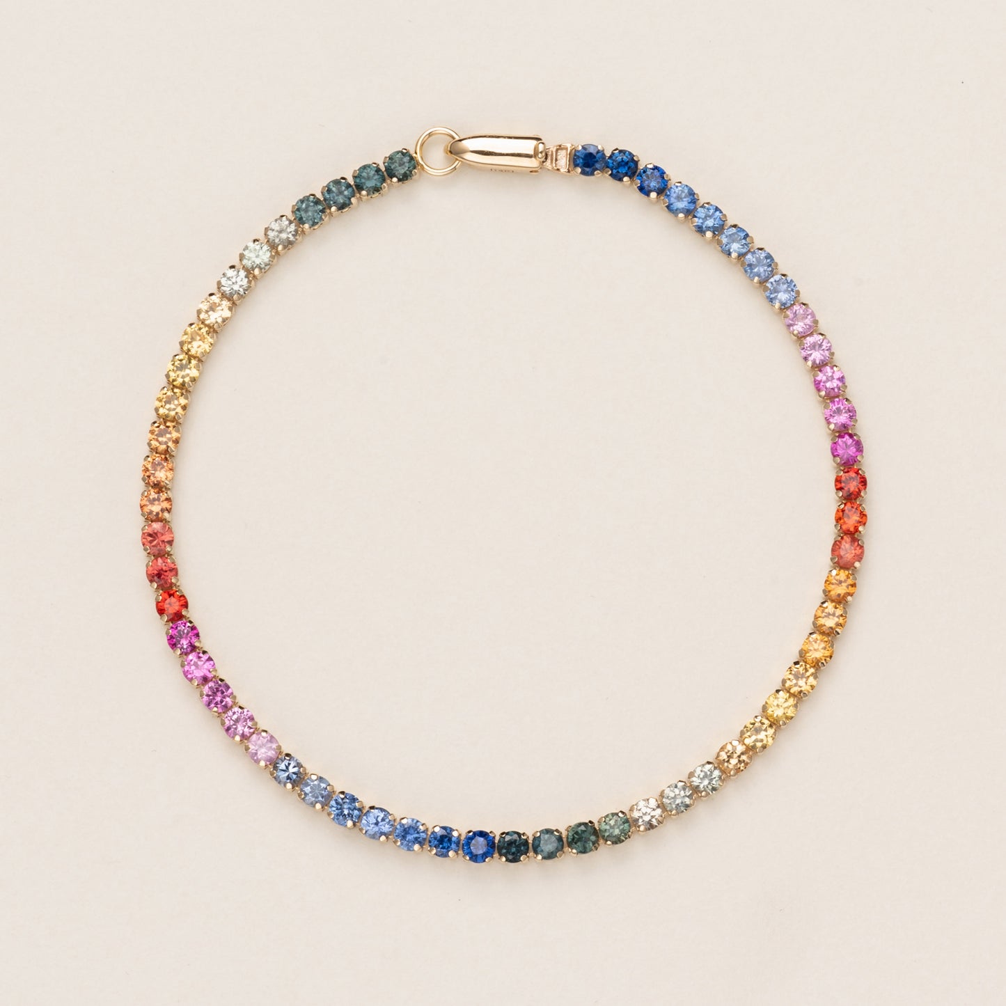 Pre-order: 14k Yellow Gold Lightweight Rainbow Sapphire Tennis Bracelet