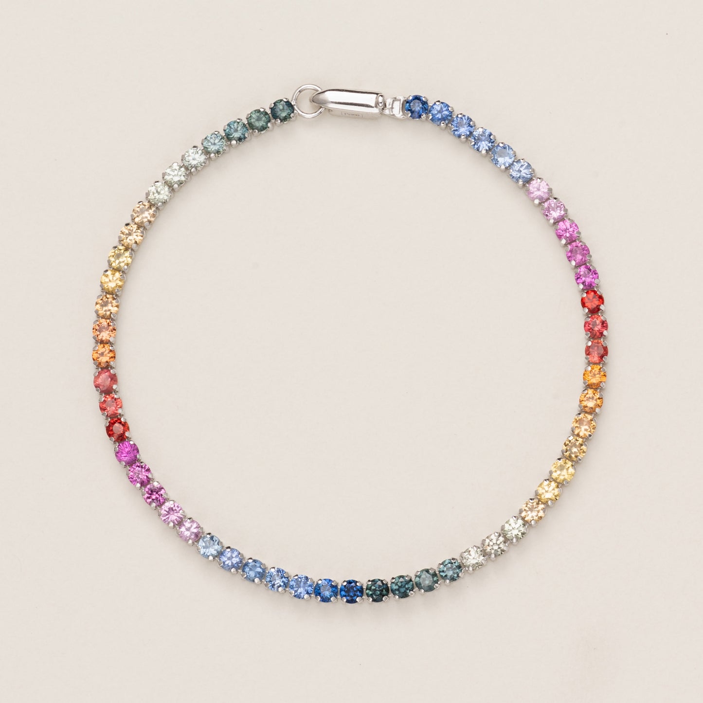 Pre-order: pt900 Platinum Lightweight Rainbow Sapphire Tennis Bracelet