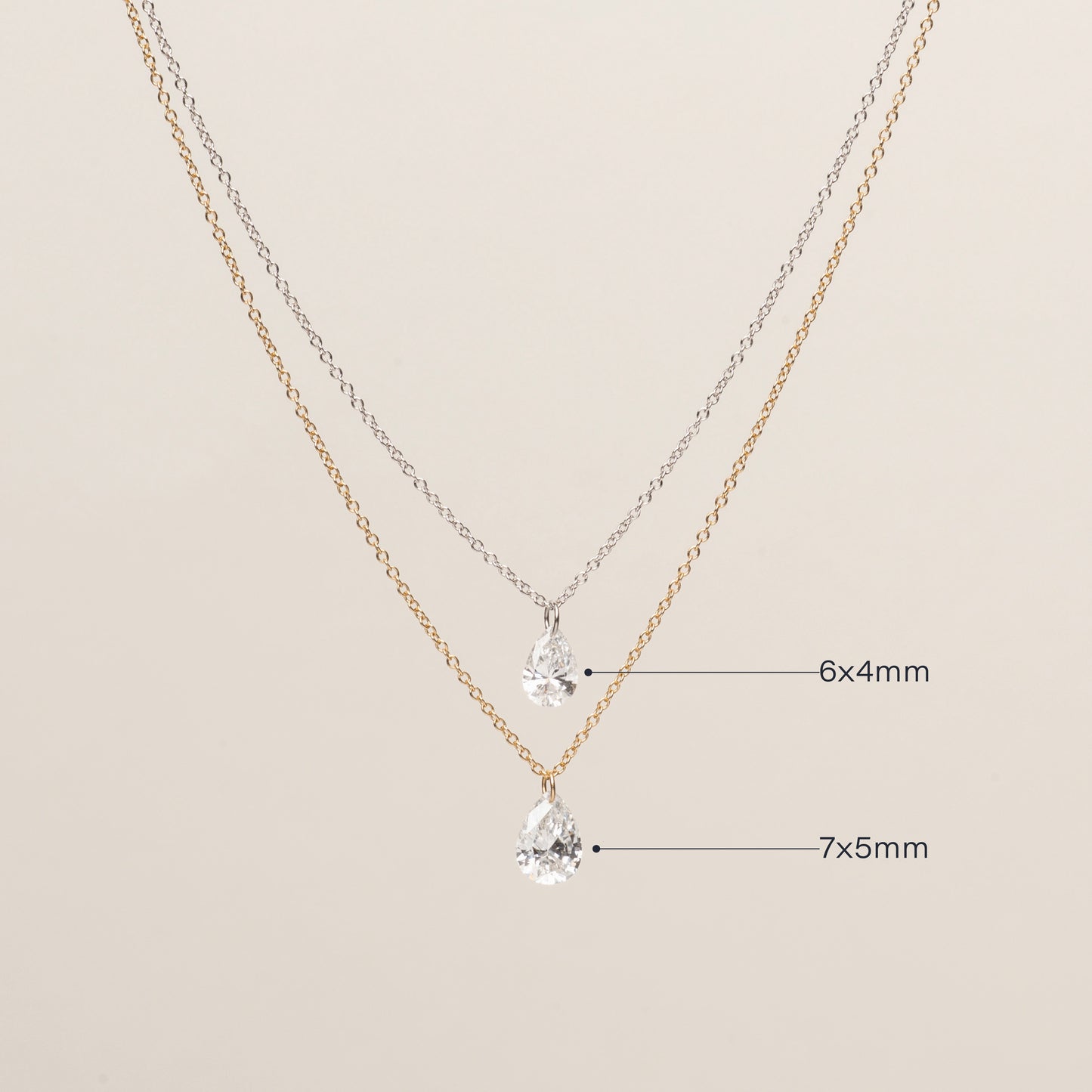 Pre-order: Pierced Solitaire Pear Diamond Necklace